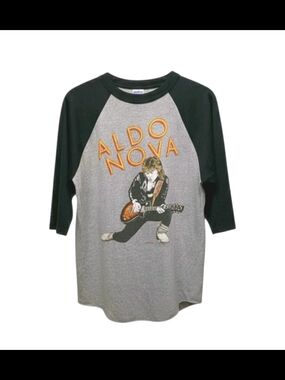 VINTAGE 1982 ALDO NOVA Tour Shirt XL (20x28) SIGNAL Tag SINGLE STITCH BLIND HEM